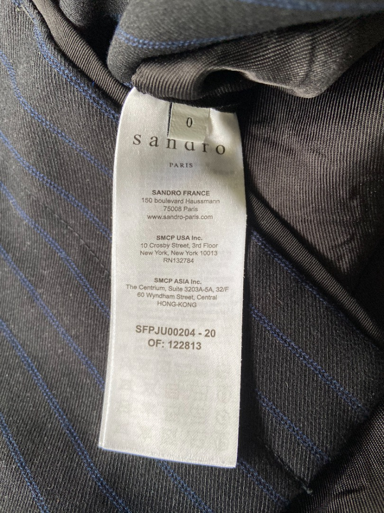 Sandro Jupe bleu marine à rayures bleu clairs