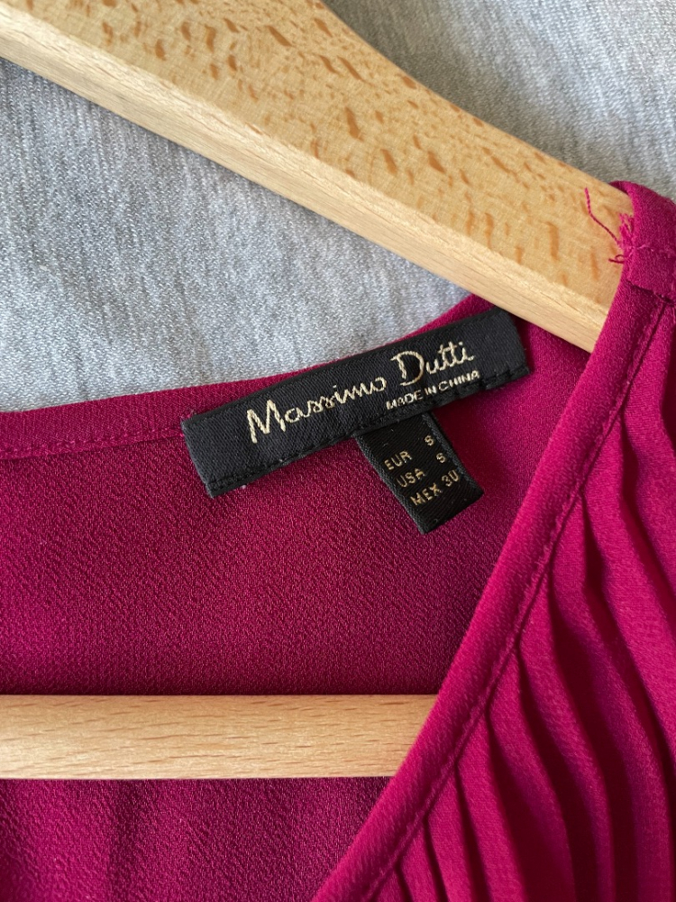 Massimo Dutti Fuchsia pleated blouse