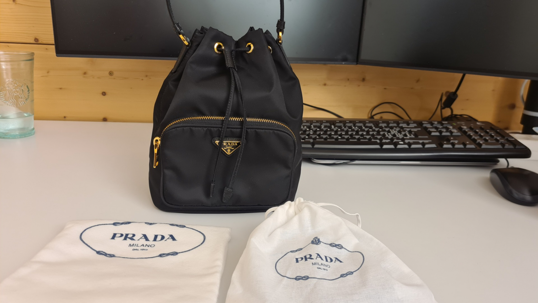 Prada Duet Bucket Bag (Noir)