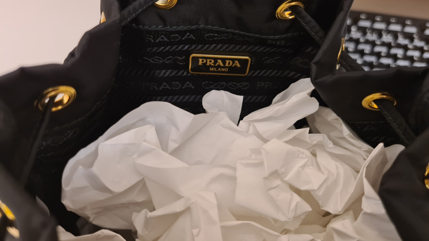Prada Duet Bucket Bag (Noir)