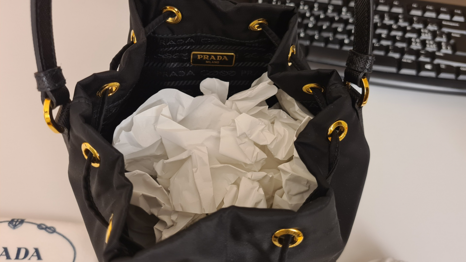 Prada Duet Bucket Bag (Noir)