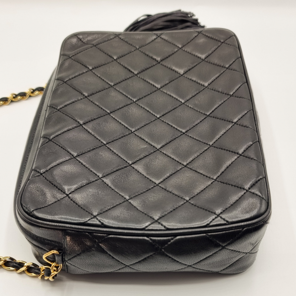 Chanel Camera Chain Bag Black Lambskin Leather