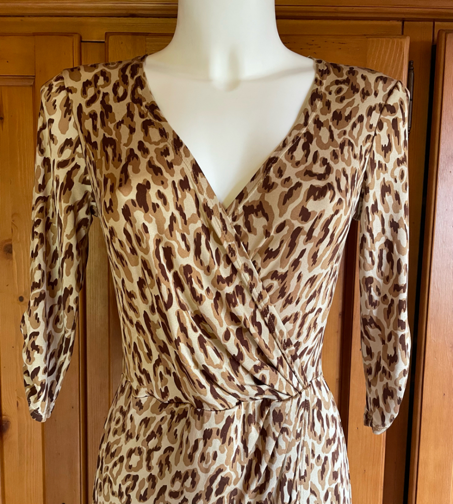 Karen Millen Silk Jersey Wrap Leopard Print Dress