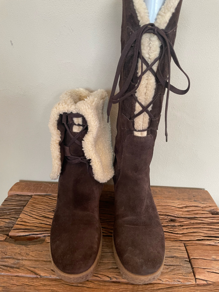 Kors Michael Kors Suede Knee-High Lace-Up Boots