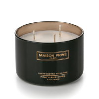Maison Privé Luxury Scented Soy' 3 Wicks Candle - Peony & Blush Suede 650 g