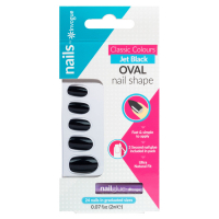 Invogue 'Coloured Oval' Nail Tips - Jet Black 24 Pieces