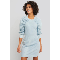 NA-KD 'Puff Sleeve Round Neck' Mini Kleid für Damen
