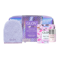 GLOV Cristal Clear Set | Water-Only Makeup Removing Mitt With Quick Treat Makeup Correction Mitten And Fiber Soap