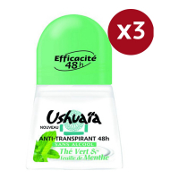 Ushuaia 'Thé Vert Menthe' Roll-On Deodorant - 50 ml, 3 Pack