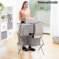Innovagoods Zusammenklappbarer und ausziehbarer Metall-Wäscheständer mit 3 Höhenstufen Cloxy (11 Stangen)