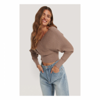 NA-KD Women's 'Overlap Knitted Wide Rib' Sweater