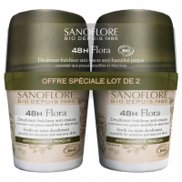 Sanoflore Déodorant Roll On '48H Flora BIO' - 50 ml, 2 Pièces