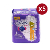 Nana 'Super Style Nuit' Pads with Flaps - 8 Pieces, 5 Pack