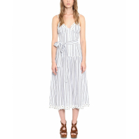Michael Kors Women's 'Striped Button-Front Grommet-Trimmed' Midi Dress