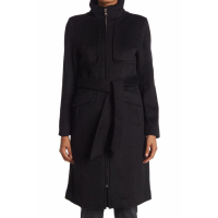Karl Lagerfeld Paris Women's 'Belted Zip Front' Coat