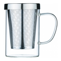 Aulica 400Ml Glass Tea Pot With Stainless Steel Cover And Filter