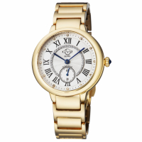 Gevril Women's Rome Swiss-Made Quartz White Dial IP Gold 316L Stainless Steel Diamond Watch