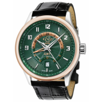 Gevril Gv2 Men's Giromondo Green Dial Black Calfskin Leather Watch
