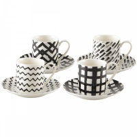 Aulica Set Of 4 Black & White Cofee Cup
