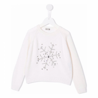 Il Gufo 'Rhinestone Embroidered Snow Flake' Pullover für Kleine Mädchen