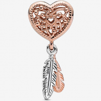 Pandora 'Heart & Three Feathers Dreamcatcher' Charm für Damen