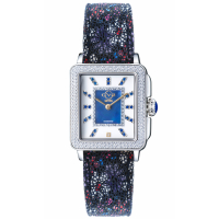 Gevril Women's Padova Gemstone Floral Swiss-Made Quartz Blue MOP Dial Blue Floral Hand made Italian leather Diamond Watch