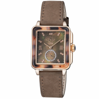 Gevril Montre GV2 Femme Bari Tortoise RG Case Brown Mother Of Pearl Dial Brown Suede Strap