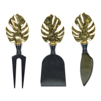 Aulica Set Of 3 Cheese Knives Golden Palm Leaf