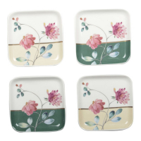 Aulica Set Of 4 Square Dish Flower