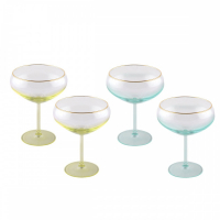 Aulica Ice Cream Cups On Stand Green And Yellow  - Set Of 4