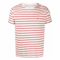 Saint Laurent Men's 'Striped Embroidered-Logo' T-Shirt