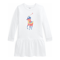 Ralph Lauren 'Big Pony' Kleid mit langen Ärmeln für Kleinkind Mädchen