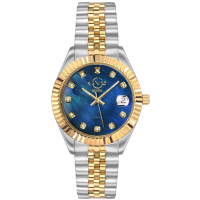 Gevril Women's Naples Swiss-Made Quartz Blue MOP Dial Two toned SS IPYG 316L Stainless Steel Diamond Watch