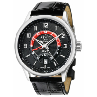Gevril Gv2 Men's Giromondo Black Dial Black Calfskin Leather Watch