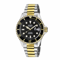Gevril Men's Wall Street Black Dial Two Tone Ip Gold Stainless Steel Bracelet Watch