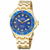 Gevril Hudson Yards Men's Swiss Automatic Sellita SW200 Blue dial IP Gold 316L Stainless Steel Watch