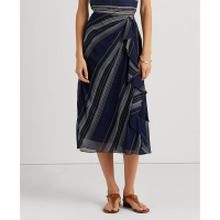 LAUREN Ralph Lauren Women's 'Striped Crinkle' Midi Skirt