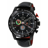 Gevril Gv2 Men's Scuderia Black Dial Black Leather Chronograph Date Watch
