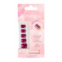 Invogue 'Square' Fake Nails - Wine Red 24 Pieces
