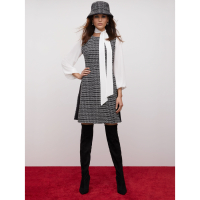 New York & Company Robe mini 'Tweed Bow Neck Flare' pour Femmes