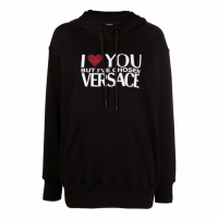 Versace Sweatshirt à capuche  'Crystal Embellished Slogan' pour Femmes