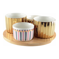 Aulica Aperitif Set 4 Cup With Wooden Tray