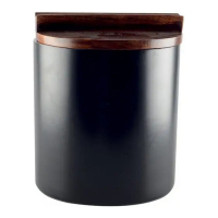 Aulica Black Matte Ice Bucket With Wooden Lid