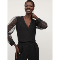 New York & Company 'Glitter Sleeve V Neck Blouse' für Damen