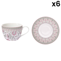 Easy Life Set 6 Porcelain Tea Cup & Saucer 240ml. Kalamkari