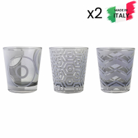 Villa Altachiara 'Lisbona Geometric Motifs' Water Glass Set - 250 ml, 6 Pieces