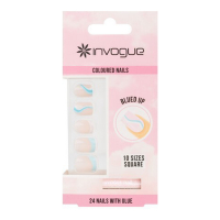 Invogue 'Blued Up Square' Fake Nails -24 Pieces