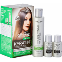 Kativa 'Keratin Anti-Frizz Alisado Sin Plancha Extra Brillo' Hair Straightening Treatment - 30 Days