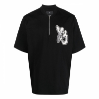Adidas Y3 Men's 'Zip Up Logo' T-Shirt
