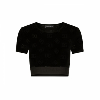 Dolce & Gabbana T-Shirt court 'Monogram-Pattern' pour Femmes